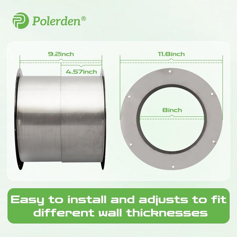 P Polerden Wall Thimble for 6" Double Wall Chimney Vent Pipe, 304 Stainless Steel Double Wall Insulated Chimney Pipe Wall Thimble - Image 2